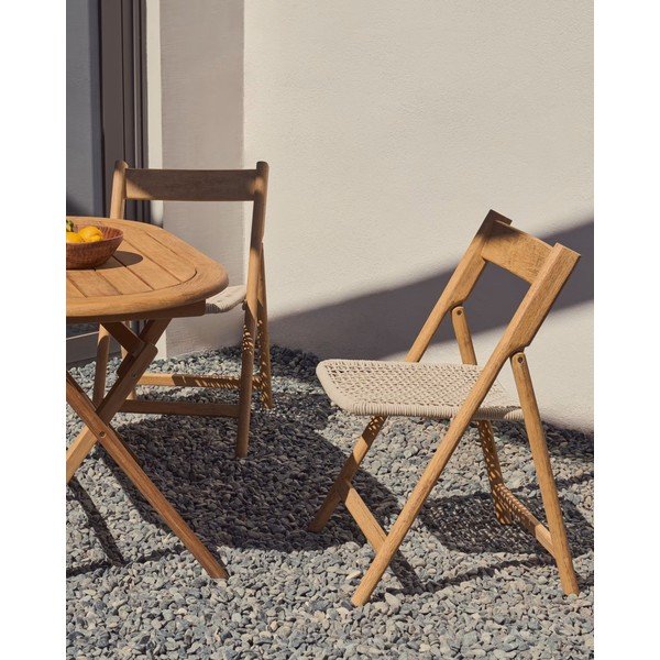 Bijela/u prirodnoj boji vrtna stolica od masivnog drveta Dandara – Kave Home-image-1