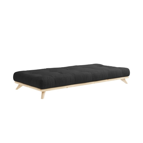 Crni drveni krevet s letvicama 90x200 cm Senza - Karup Design