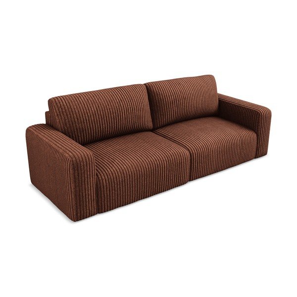 Sklopiva/s prostorom za odlaganje sofa od samta boja terakote 252 cm Kona – Makamii-image-3