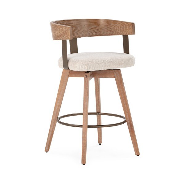 Krem/u prirodnoj boji podstavljene barske stolice u setu s naslonima za ruke 2 kom Ilia – MOME