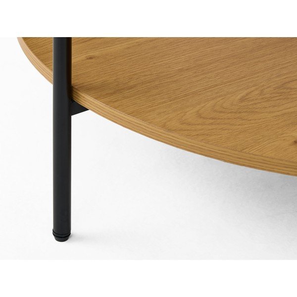 Okrugao stolić za kavu sa staklenom pločom stola u prirodnoj boji ø 84 cm Hassel – Unique Furniture-image-4