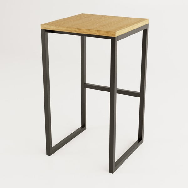 Crna/u prirodnoj boji barska stolica u dekoru hrasta Frame – Woodman-image-2