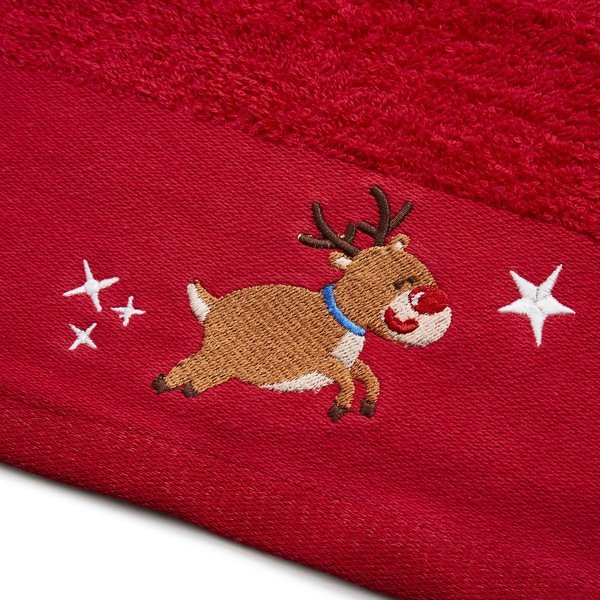 Crveni-bijeli pamučni ručnici u setu 2 kom 40x60 cm Santa's Reindeers – Catherine Lansfield-image-2