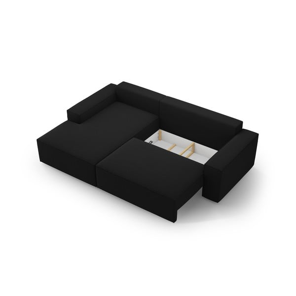 Crna sklopiva kutna garnitura (s lijevim kutom) Jodie – Micadoni Home-image-4