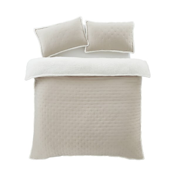 Krem posteljina za bračni krevet od sherpa flisa 200x200 cm Cosy Nori – Catherine Lansfield