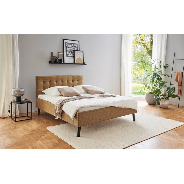 Smeđi tapecirani bračni krevet bez podnice 140x200 cm Empire – Meise Möbel-image-1