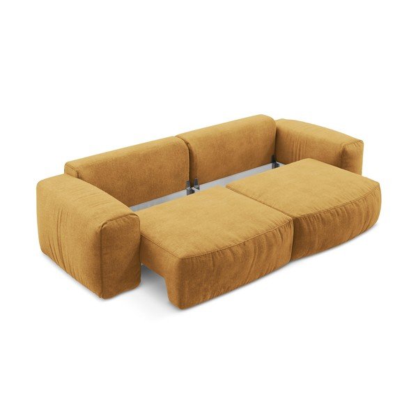 Senf žuta sklopiva sofa od šenila 275 cm Kuki – Makamii-image-4