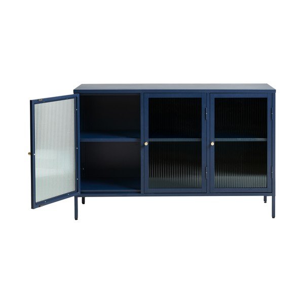 Plava metalna vitrina Unique Furniture Bronco, visina 85 cm-image-3