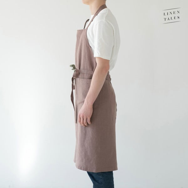 Ljubičasta lanena pregača Linen Tales Chef, duljina 100 cm-image-3