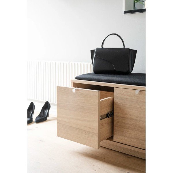 Crni/u prirodnoj boji ormarić za cipele u dekoru hrasta s klupom Confetti – Rowico-image-1