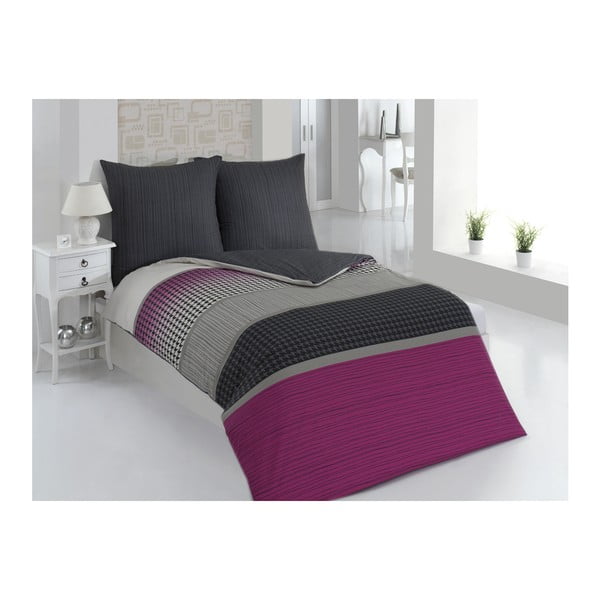 Posteljina sa jastukom Sarita Purple, za krevet za jednu osobu, 135x200 cm