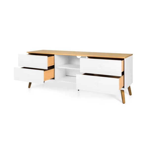 Bijela komoda za TV s nogama od hrastovog drva Tenzo Dot, širina 162 cm-image-2