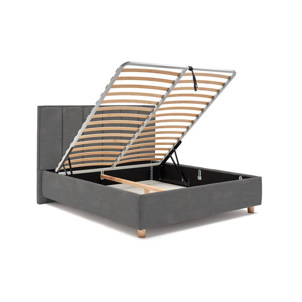 Svijetlo sivi bračni krevet s rešetkom i prostorom za odlaganje ProSpánek Wega, 180 x 200 cm-image-4