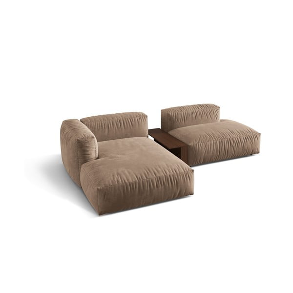 Svjetlo smeđa baršunasti kutna garnitura (s lijevim kutom/s ležaljkom) Martina – Micadoni -image-2