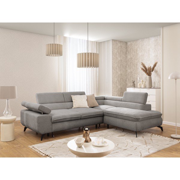 Svijetlo siva kutna garnitura od šenila (s desnim kutom/u obliku slova L) Marbeya  – Ropez-image-1