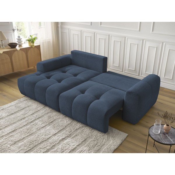 Plava sklopiva/s prostorom za odlaganje kutna garnitura od šenila (s lijevim kutom/s ležaljkom) Roxelane – Bobochic Paris-image-4