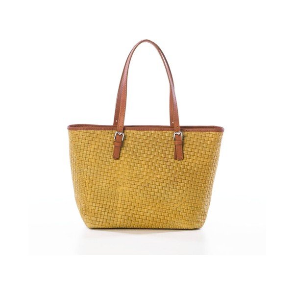 Mustard torbica od prave kože Federica Bassi Puro-image-3