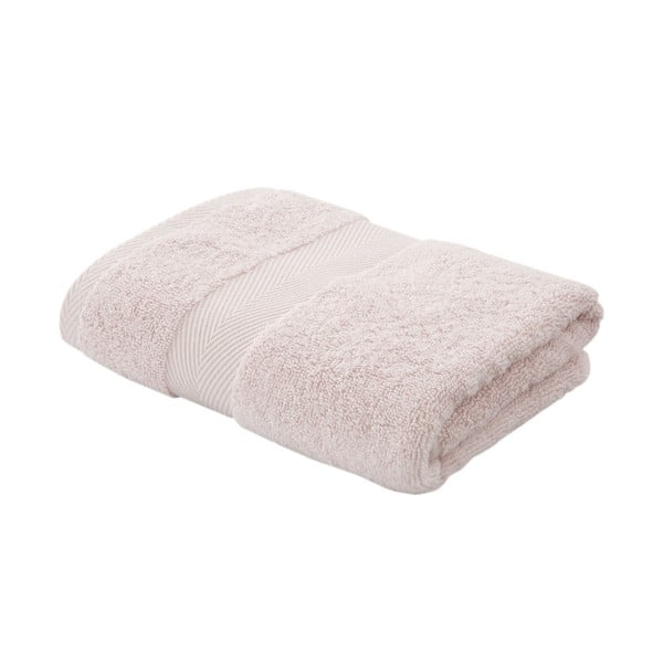 Svijetlo ružičasti pamučni ručnik s udjelom svile 50x90 cm - Bianca