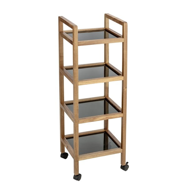 Crna/u prirodnoj boji kupaonska polica od masivnog bagrema 35x101,5 cm Fondi – Wenko