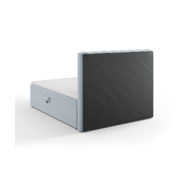 Svijetlo plavi boxspring krevet s prostorom za pohranu 160x200 cm Gina – Milo Casa-image-4
