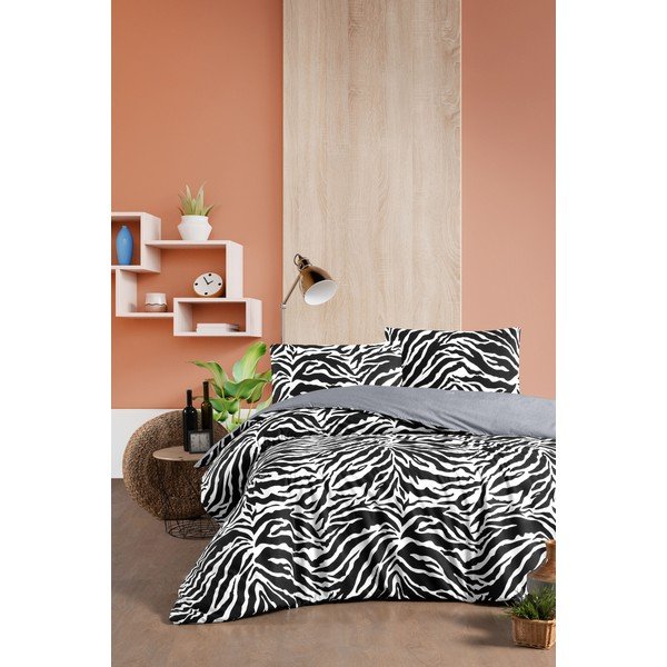 Crno-bijela pamučna posteljina za bračni krevet/s produženom plahtom  200x220 cm - Mila Home-image-2