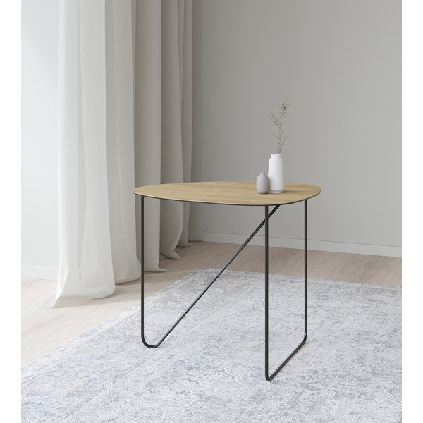 Metalni stolić za kavu u prirodnoj boji 44x50 cm Curve L Wood – LIND DNA-image-1