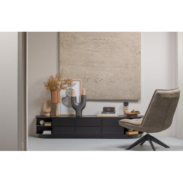 Crna modularna TV komoda od masivnog bora 75x40 cm Finca – WOOOD-image-1