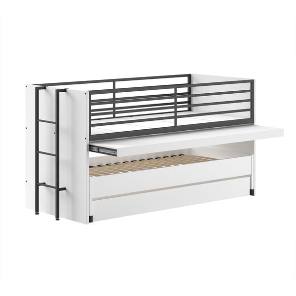 Bijeli dječji krevet na kat/s dodatnim ležajem s podnicom 90x200 cm Sam – Vipack