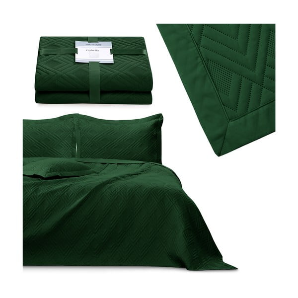 Tamno zeleni prošiven prekrivač od mikrovlakana 170x210 cm Ophelia – Restilo-image-4