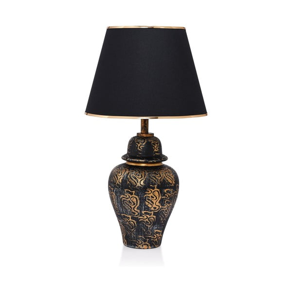 Crna stolna lampa s tekstilnim sjenilom (visina 54 cm) Derin – Opviq lights