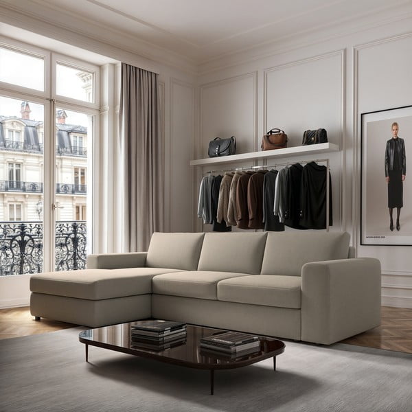 Bež kutna garnitura (s lijevim kutom/s ležaljkom) Baga – Rodier-image-1