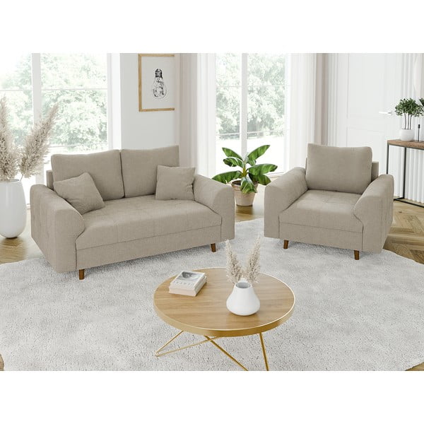 Bež sofa od bouclé tkanine 150 cm Ariella – Ropez-image-4