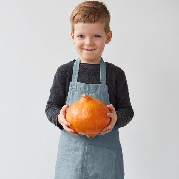 Dječja plava lanena pregača Linen Tales Regular, 67 x 57 cm-image-2