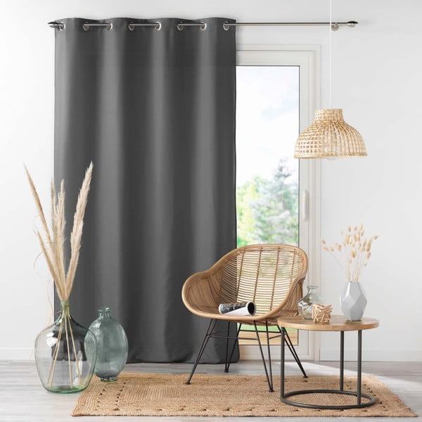 Antracitno siva zavjesa od mikrovlakana 140x280 cm Absolu – douceur d'intérieur-image-3