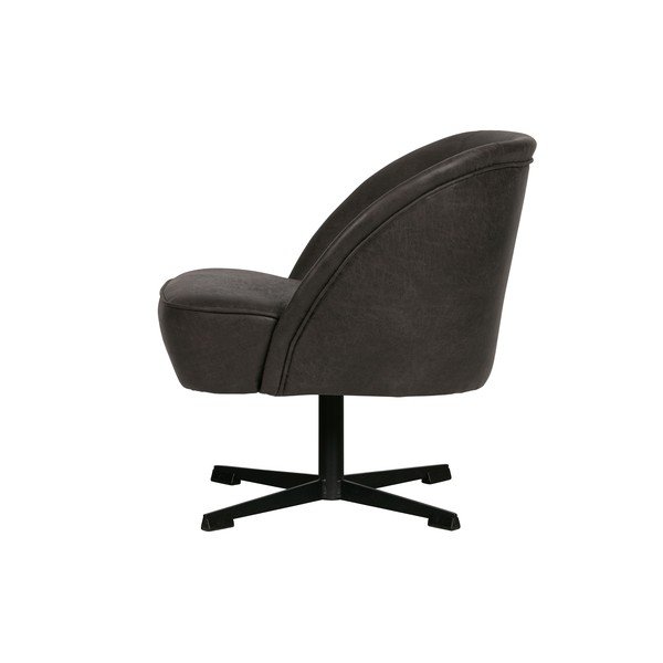 Crna kožna okretna fotelja BePureHome Vogue-image-2