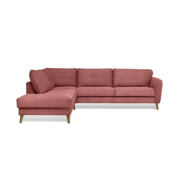 Ružičasta kutna garnitura od samta (s lijevim kutom) Paris – Scandic