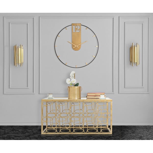 Crni zidni sat s detaljima u zlatnoj boji Mauro Ferretti Gold, Ø 60 cm-image-1