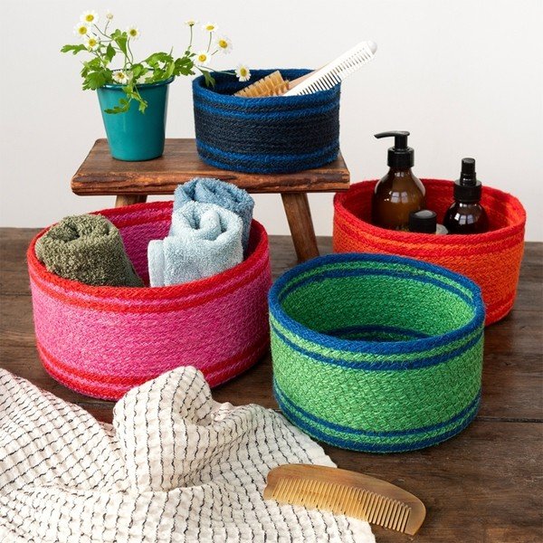 Košare u setu 4 kom od jute ø 23x11 cm – Rex London-image-1