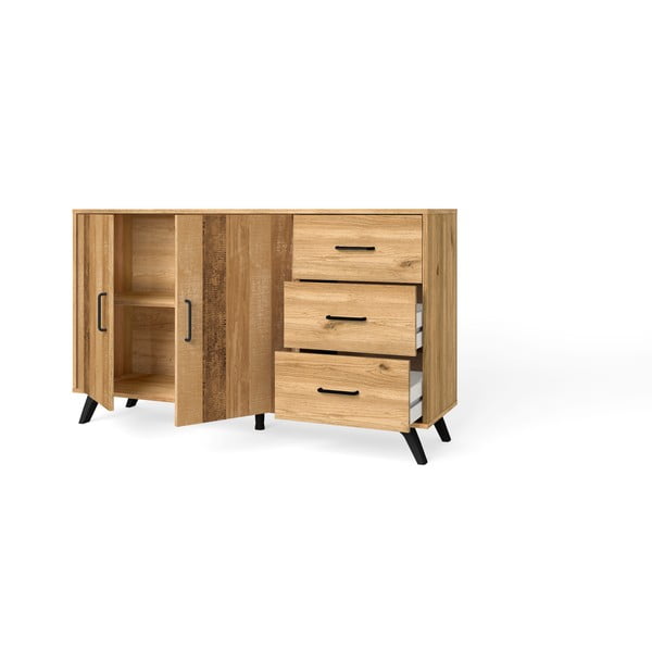 Niska komoda u dekoru hrasta u prirodnoj boji 136x81 cm Nordic - Marckeric-image-3