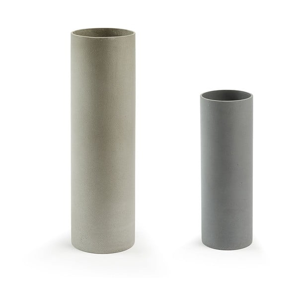 Set od 2 sivo-smeđe cementne vaze Kave Home Stefy