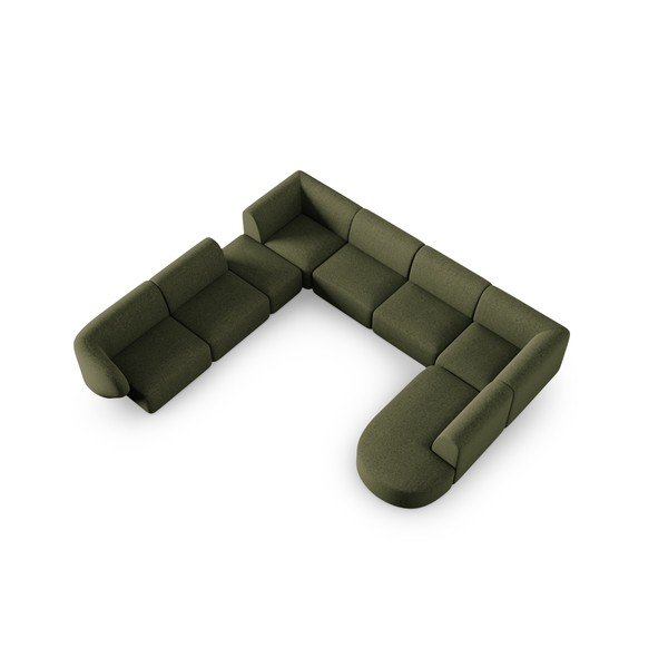 Zelena kutna garnitura od šenila (s lijevim kutom/u obliku slova "U") Paolo – Milo Casa-image-1