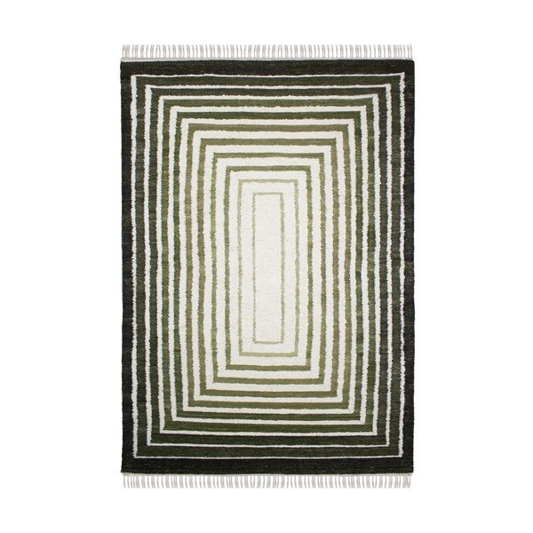 Zeleni ručno rađen tepih od mješavine vune 160x230 cm Boucle Frame – Flair Rugs