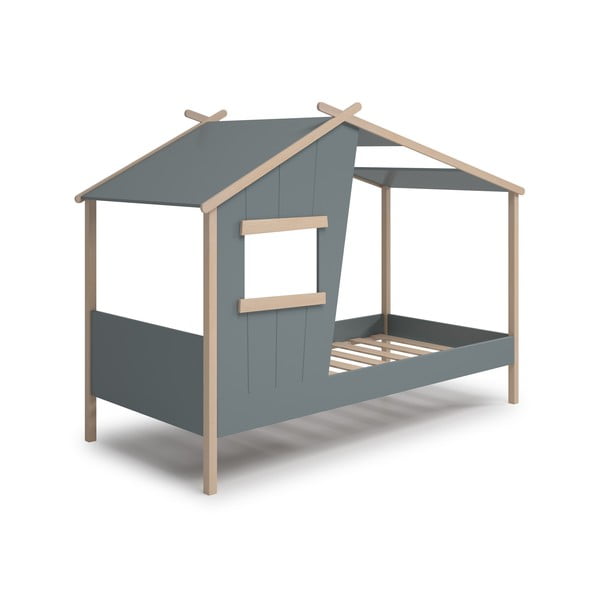 Dječji krevet prljavo zeleni od masivnog bora u obliku kućice s podnicom 90x190 cm Luba – Marckeric-image-2