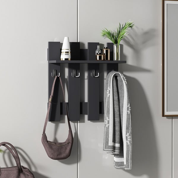 Crna zidna vješalica Utica - Kalune Design-image-4