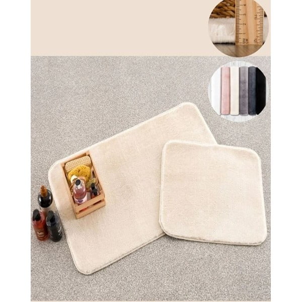 Krem kupaonske prostirke u setu 2 kom 50x90 cm Plush – Mila Home-image-2