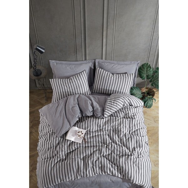 Antracitno siva posteljina za bračni krevet 200x200 cm Road Potlu – Mijolnir