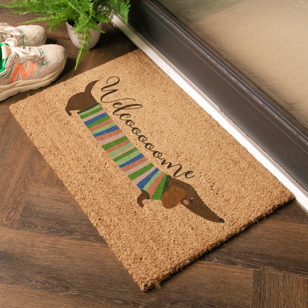 Otirač od kokosovih vlakana 40x60 cm Welcome Sausage Dog – Artsy Doormats-image-1