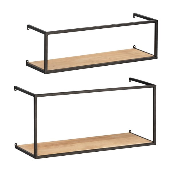 Set od 2 borove police s crnom metalnom konstrukcijom Wenko Pieces, dužine 55 cm-image-2