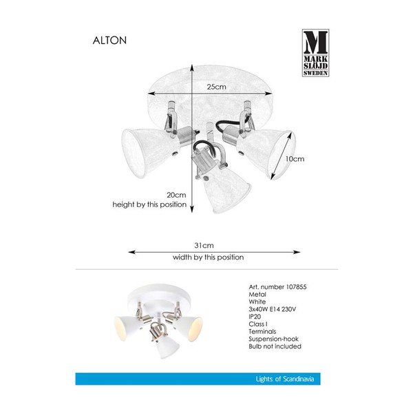 Bijela stropna svjetiljka Markslöjd Alton Ceiling 3L-image-1