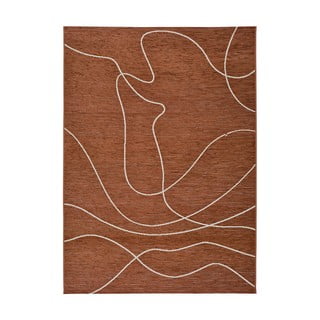 Tamno narančasti vanjski tepih s udjelom pamuka Universal Doodle, 57 x 110 cm